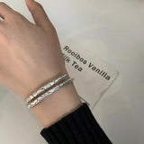 Silver Ethnic Style Bracelet Retro Auspicious Clouds Striped