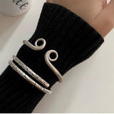 Silver Ethnic Style Bracelet Retro Auspicious Clouds Striped