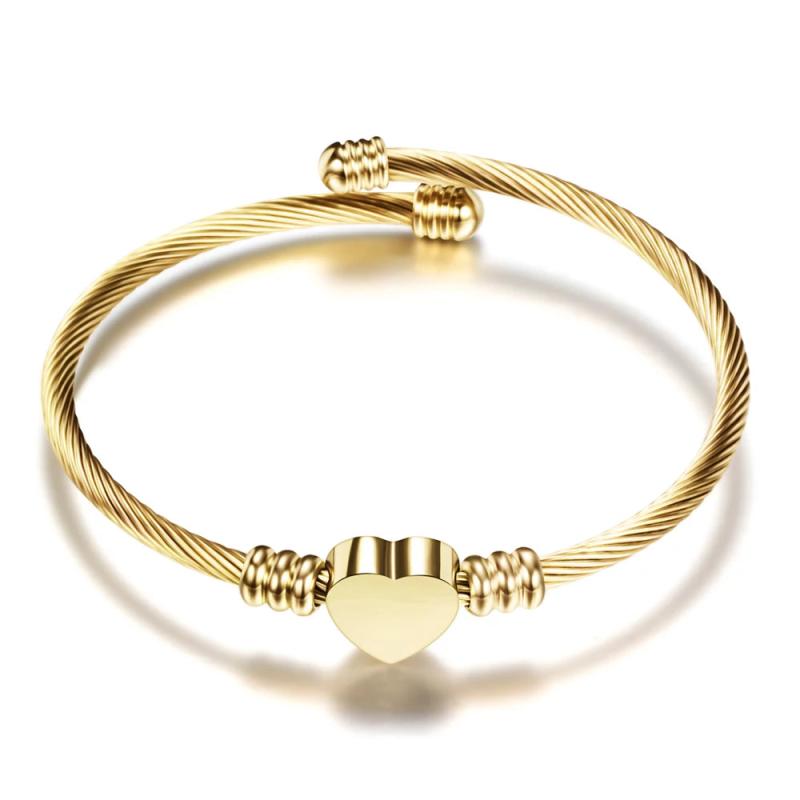 Heart Charm Bangle Gold/Rose Gold/Silver Plated