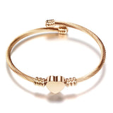 Heart Charm Bangle Gold/Rose Gold/Silver Plated