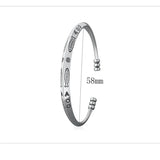925 Silver Plated Fish Pattern Cuff Bracelet Adjustable Bangle