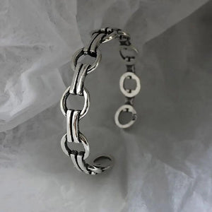 Foxanry Silver Thick Chain Bangles & Bracelet Vintage Punk LOVE Heart Jewelry