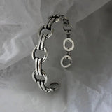 Foxanry Silver Thick Chain Bangles & Bracelet Vintage Punk LOVE Heart Jewelry
