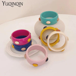 Colorful Wide Resin Bracelet for Women