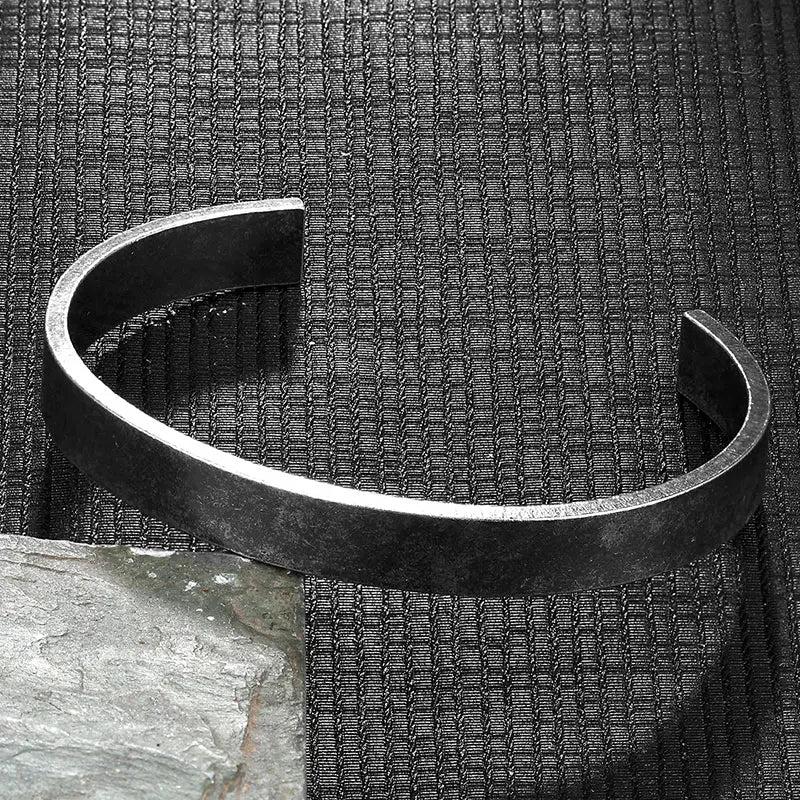 Punk Men Oxidized Steel Cuff Bracelet Bangle - Valentines Gift