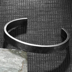 Punk Men Oxidized Steel Cuff Bracelet Bangle - Valentines Gift