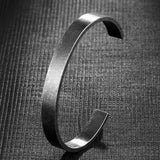 Punk Men Oxidized Steel Cuff Bracelet Bangle - Valentines Gift
