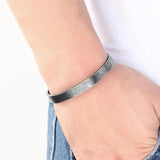 Punk Men Oxidized Steel Cuff Bracelet Bangle - Valentines Gift