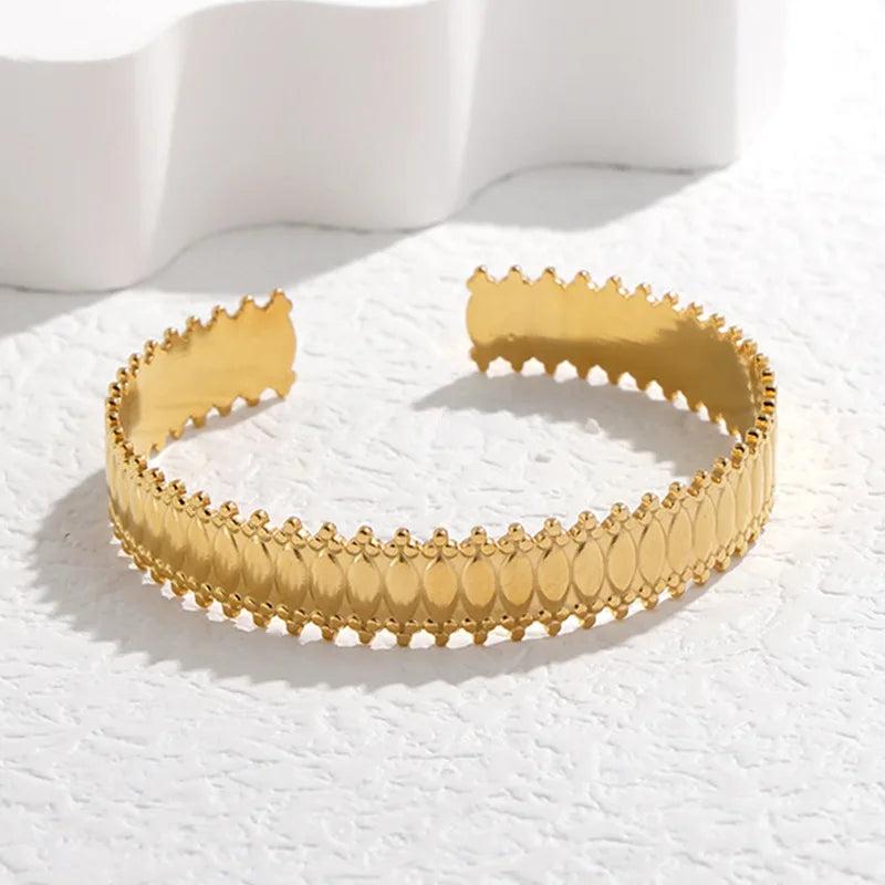 316L Stainless Steel Irregular Cuff Bracelet For Women Girl