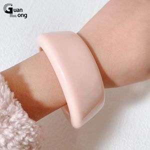GongLong Wide Cuff Bangle Bracelet Minimalist Acrylic Charm Indian Jewelry