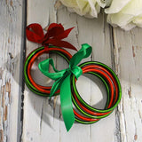 Red Green Bowknot Glitter Jelly Silicone Bracelets Multilayer Christmas Buddhist