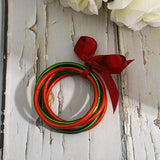 Red Green Bowknot Glitter Jelly Silicone Bracelets Multilayer Christmas Buddhist