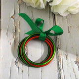 Red Green Bowknot Glitter Jelly Silicone Bracelets Multilayer Christmas Buddhist