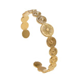 316L Stainless Steel Round Retro Adjustable Bangle For Women Girl Cuff Bracelet