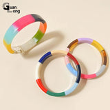 GongLong Colorful Round Bangle Bracelets Acrylic Geometric Cuff Bangles