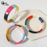 GongLong Colorful Round Bangle Bracelets Acrylic Geometric Cuff Bangles