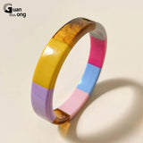 GongLong Colorful Round Bangle Bracelets Acrylic Geometric Cuff Bangles