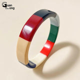 GongLong Colorful Round Bangle Bracelets Acrylic Geometric Cuff Bangles