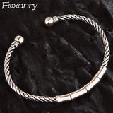 Foxanry Minimalist Thai Silver Bracelet for Women Couples
