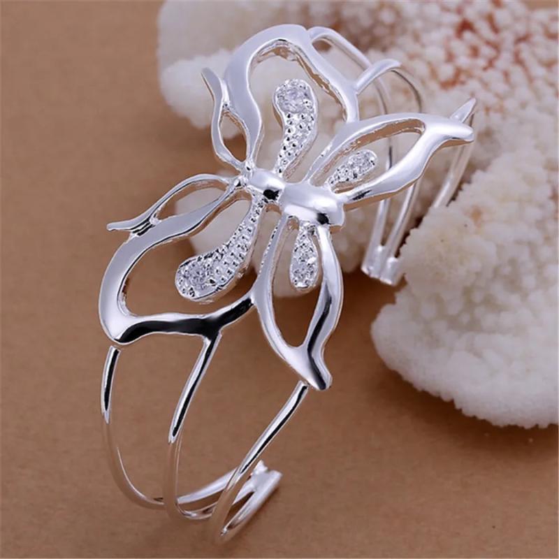 Retro Silver Crystal Butterfly Bracelet