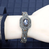 Bohemia Gray Crystal Vintage Bangle for Women Ethnic Wedding Jewelry