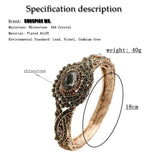 Bohemia Gray Crystal Vintage Bangle for Women Ethnic Wedding Jewelry