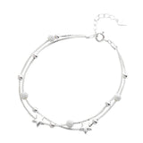 Charming Double Layer Chain Star Silver Bracelet