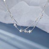 Charming Double Layer Chain Star Silver Bracelet