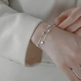 Charming Double Layer Chain Star Silver Bracelet