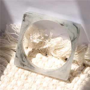 Vintage Geometric Square Acrylic Resin Bangle Bracelet For Women