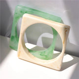 Vintage Geometric Square Acrylic Resin Bangle Bracelet For Women