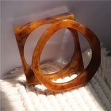 Vintage Geometric Square Acrylic Resin Bangle Bracelet For Women