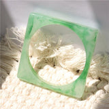 Vintage Geometric Square Acrylic Resin Bangle Bracelet For Women