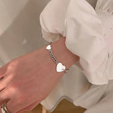 Foxanry Silver Heart Chain Bracelet for Women