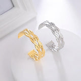 Skyrim Wide Twist Weave Cuff Bracelet Stainless Steel Silver Bangle