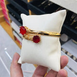 Multicolor Zircon Copper Bracelets for Women Plated Ethnic Charm Round Cuff