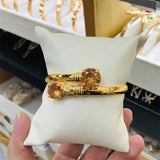 Multicolor Zircon Copper Bracelets for Women Plated Ethnic Charm Round Cuff