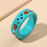 Retro Crystal Cuff Bangle Colorful Acrylic Bracelet