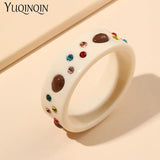 Retro Crystal Cuff Bangle Colorful Acrylic Bracelet