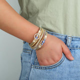 Boho Evil Eye Leather Bracelets Layered Wide Charm Wrap Bracelet
