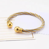 Two-color Interwoven Stainless Steel Bangles for Women