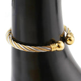 Two-color Interwoven Stainless Steel Bangles for Women