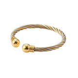 Two-color Interwoven Stainless Steel Bangles for Women