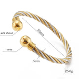 Two-color Interwoven Stainless Steel Bangles for Women
