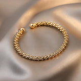 14k Plated Metal Winding Open Bracelet for Women