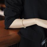 14k Plated Metal Winding Open Bracelet for Women