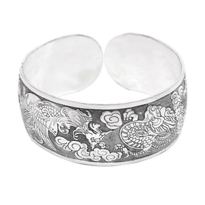 Vintage Tibetan Silver Carving Boho Ethnic Cuff Bracelet