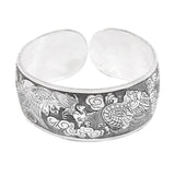 Vintage Tibetan Silver Carving Boho Ethnic Cuff Bracelet