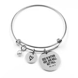 Bible Verse Bracelet Bangle Stainless Steel Engraved Charm Faith Christian Gift