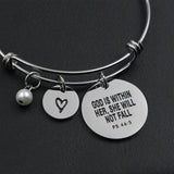 Bible Verse Bracelet Bangle Stainless Steel Engraved Charm Faith Christian Gift